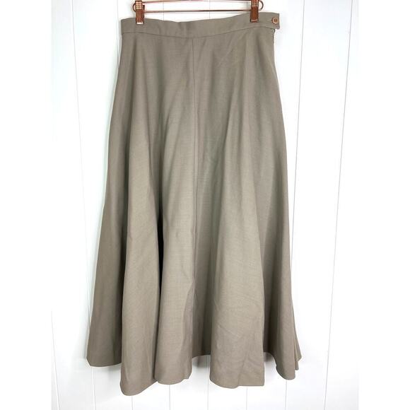Emporio Armani Taupe A Line Midi Skirt Fully Lined Button/Zip Closure Size 46/S - Picture 1 of 9